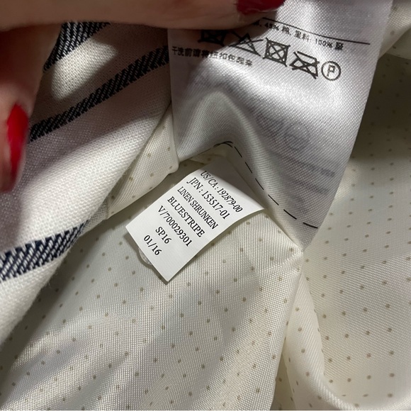 Banana Republic Factory White Blue Striped Business Casual Blazer Suit Jacket 0 - Picture 7 of 7